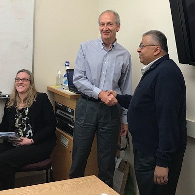 Bob Choquette accepting the Universal Design for Learning award, 2018.